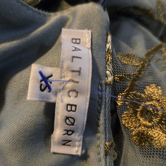 Baltic Born Women’s Size XS Blue Floral Arabella Embroidered Tulle Maxi Dress - Picture 3 of 6